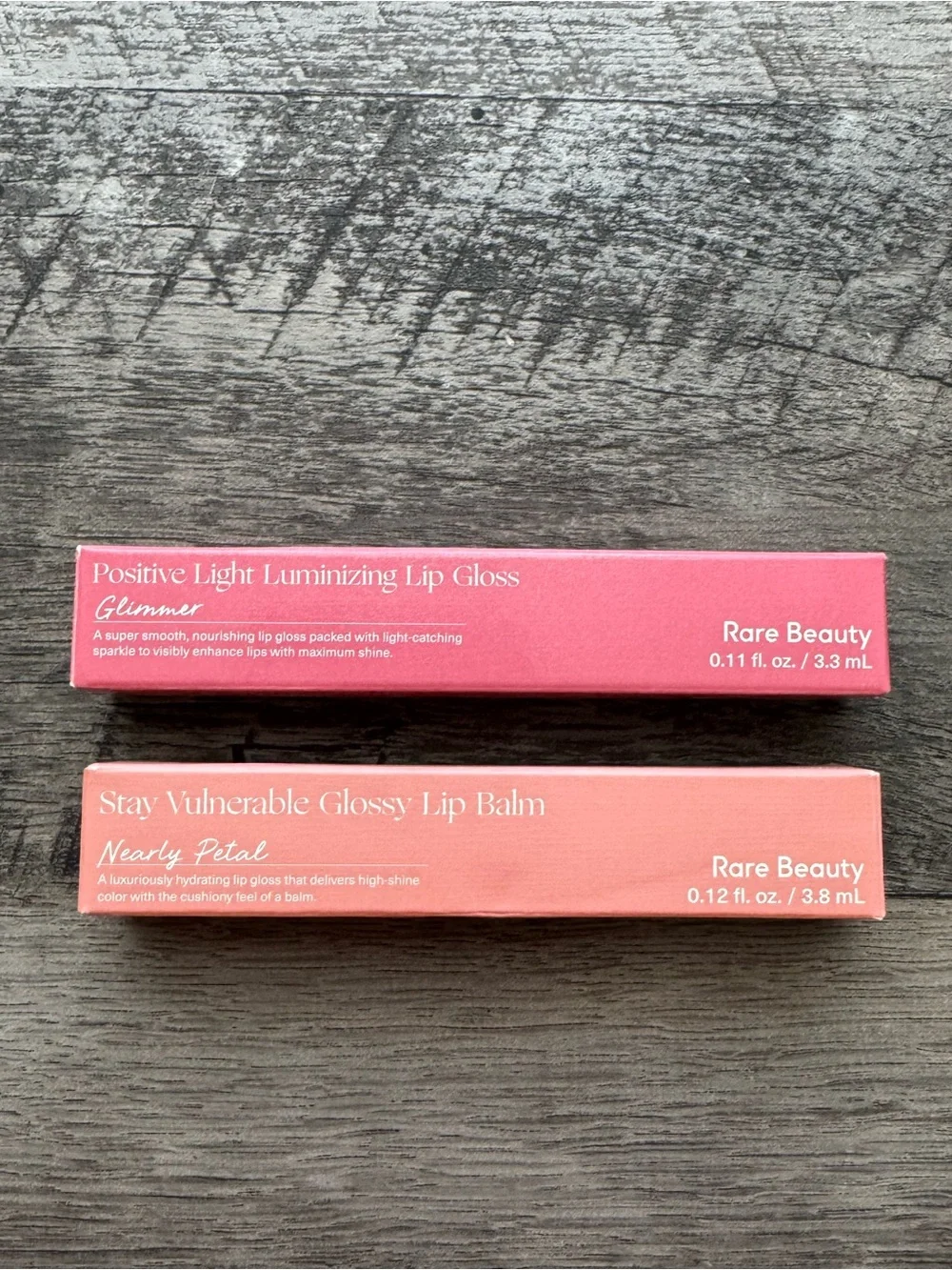 Rare Beauty Lip Bundle -Nearly Petal Glossy Lip Balm & Glimmer Lip Gloss (BNIB)
